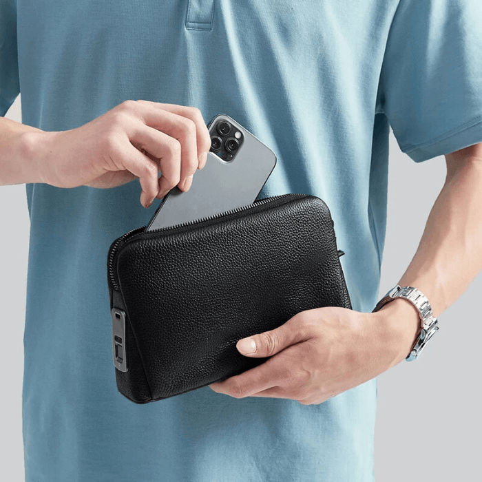 Green Lion™ Premium Leather Fingerprint Man Bag