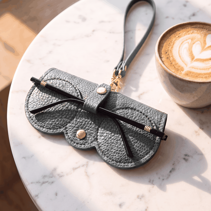 Leather Glasses Pouch in grey