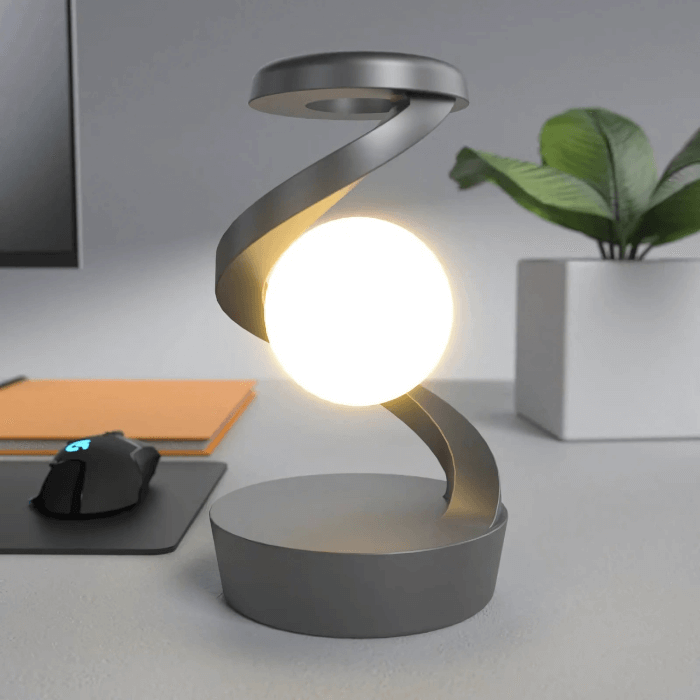 Rotating Moon Lamp | Wireless Charging & Elegant Design