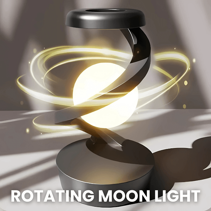 Rotating Moon Lamp | Wireless Charging & Elegant Design