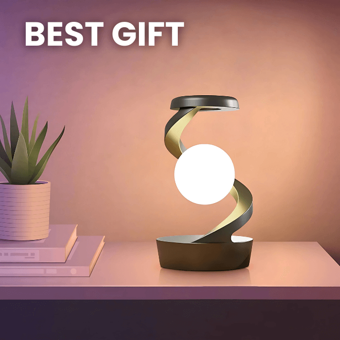 Rotating Moon Lamp | Wireless Charging & Elegant Design