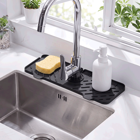 Faucet Splash Guard Mat in black
