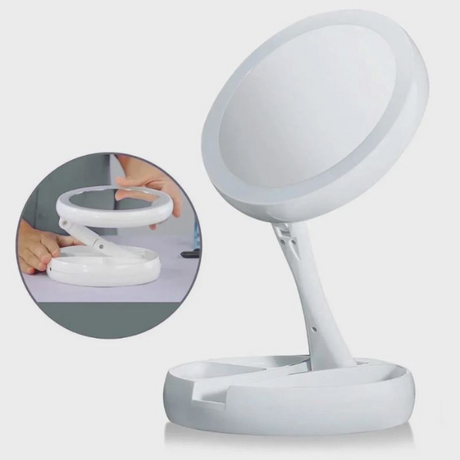 LED Make-up Mirror | Foldable, Portable & Rechargeable