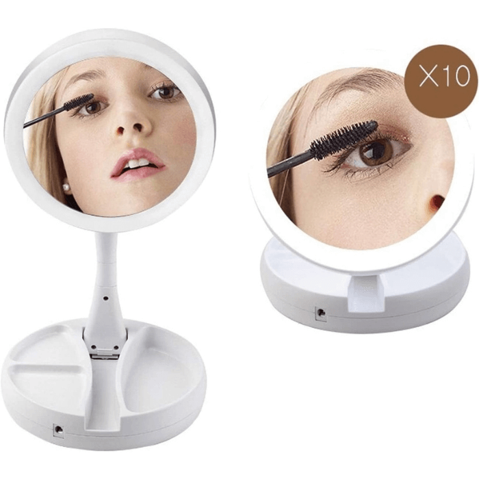 LED Make-up Mirror | Foldable, Portable & Rechargeable