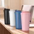 Suction Travel Mug in black, white, blue and pink