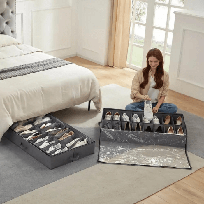 Under-Bed Shoe Storage | Mess-Free & Dust-Proof