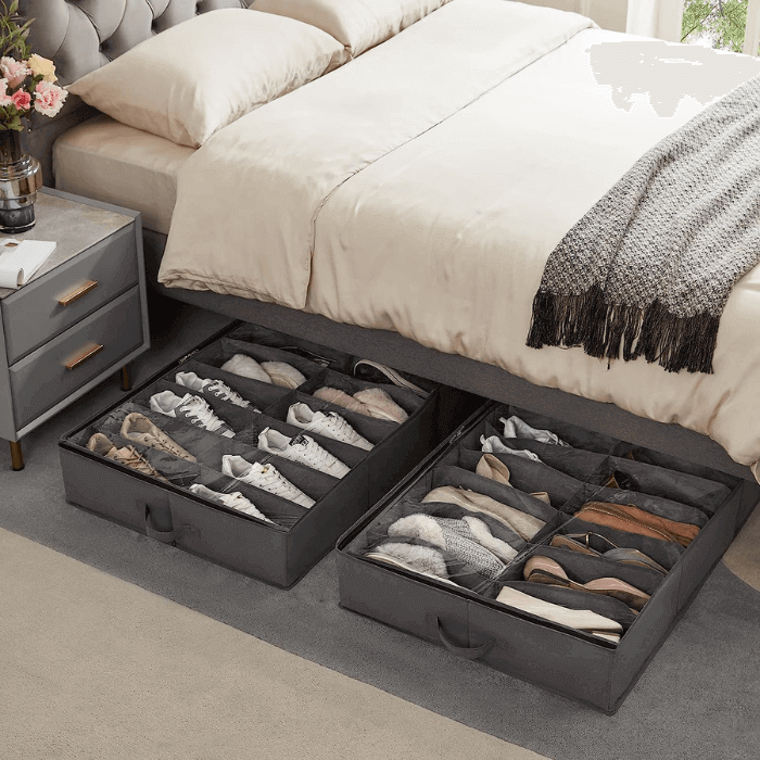 Under-Bed Shoe Storage | Mess-Free & Dust-Proof